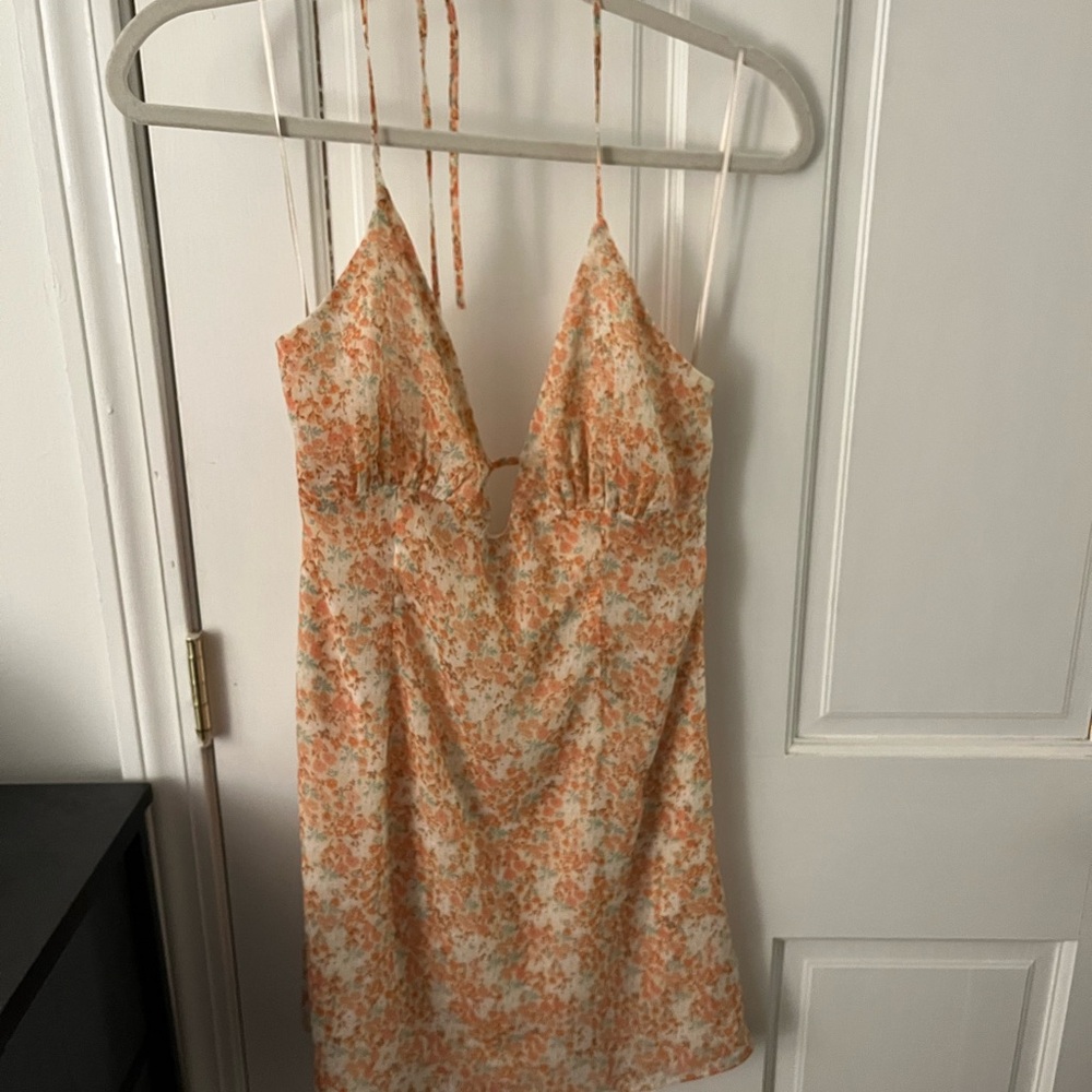 Zara Orange and Cream Floral Dress